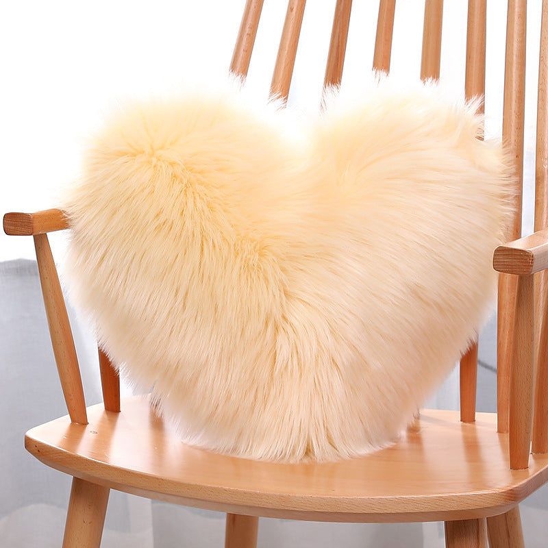 Heart Shape Fluffy Plush Throw Pillow Case Furry Cushion Cover Sofa Home  Decor
