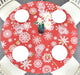 Indoor Outdoor Patio Round Fitted Vinyl Tablecloth, Flannel Backing, Elastic Edge, Waterproof Wipeable Plastic Cover, Red Snowflake Christmas Holiday Pattern