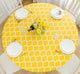 Indoor Outdoor Round Fitted Vinyl Tablecloth, Flannel Backed & Elastic Edge, Oil & Waterproof Easy Clean, Durable Yellow Moroccan Trellis Patterns for Round Tables