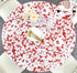 Indoor Outdoor Patio Round Fitted Vinyl Tablecloth, Flannel Backing, Elastic Edge, Waterproof Wipeable Plastic Cover, Floral Red Christmas Holiday Pattern