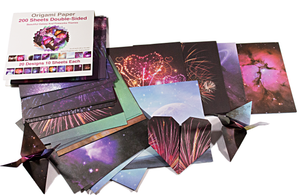 Rally Arts Premium Origami Paper 200 Sheets 20 Designs of Galaxies and Fireworks Themes