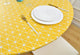 Indoor Outdoor Patio Round Fitted Vinyl Tablecloth, Flannel Backed & Elastic Edge, Oil & Waterproof Easy Clean, Durable Yellow Checkerboard Patterns for Round or Rectangular Tables